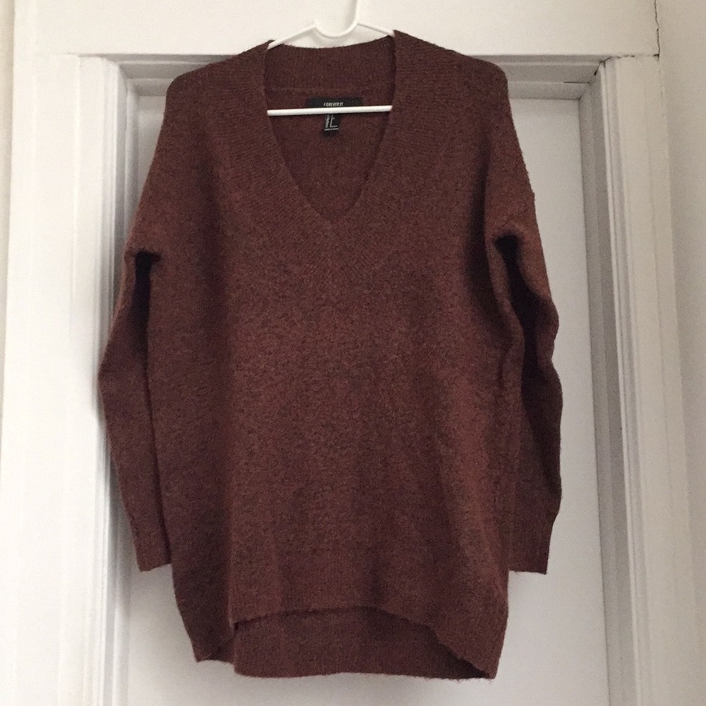 Women’s Forever 21 Brown V-Neck Sweater, Small